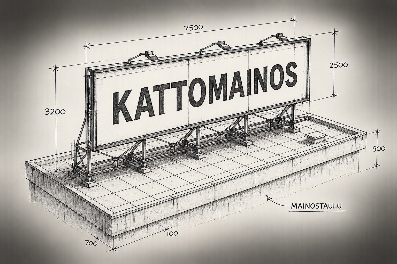 Luonnos katolle sijoitettavasta mainostaulusta